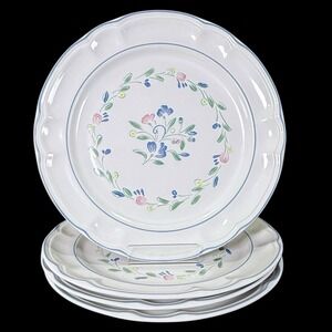 Floral Expressions Dinner Plates Flower‎ Pattern Stoneware 10.75" Japan Set Of 4